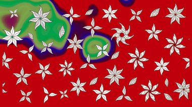 Çiçekli karalama şeklinde Raster çiçek deseni. Kırmızı renkte çiçekler. Yumuşak, yaz çiçekli arka plan.