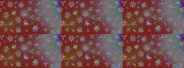 Kahverengi renkli etnik çiçeklerin olduğu zarif bir eskiz modeli. Asya Tekstil 'inde Raster Çiçek İllüstrasyonu.