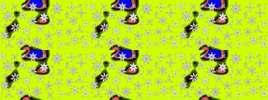 Yeşil ve beyaz renkli çiçekler. Raster düz çiçek çizim deseni. Tasarım hediye paketi, tebrik kartları, posterler ve afiş tasarımı.