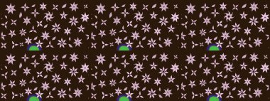 Renkli Bahar Teması eskiz kalıbı. Raster. Düz Çiçek Elementleri Tasarımı.