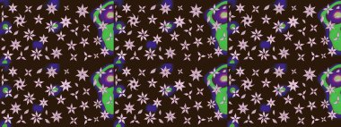 Raster illüstrasyonu. Kahverengi renkli Asya tekstili. Çiçek desenini çiz.