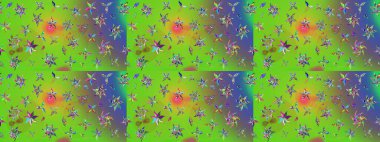 Küçük çiçekte güzel bir desen. Küçük renkli çiçekler. Çiçekli bahar çiçekleri. Motley illüstrasyonu. Moda baskıları için zarif bir şablon. Çizim.