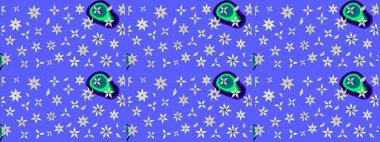 Mavi renkli çiçek desenli çizim. Suluboya tarzında mavi renkte çiçekler.