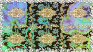 Altın elementlerle nötr renklerde altın desen. Kusursuz altın desen. Raster doğulu süsü.