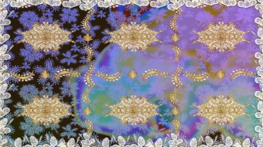 Kusursuz soyut bir arkaplan. Oriental raster klasik nötr ve altın desenli. Raster illüstrasyonu.