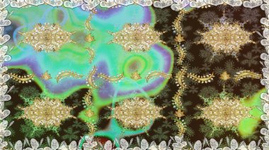 Raster oryantal süs. Geleneksel klasik altın desen. Kahverengi renklerde altın desenler ve altın elementler. Barok tarzında kusursuz bir doğulu süsü..