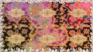 Kusursuz altın desenli bukleler. Doğu tarzı arabesk tarzında altın elementler. Kahverengi renklerde pürüzsüz desen. Raster altın pürüzsüz desen.