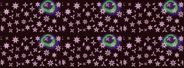 Kahverengi renkli Asya tekstili. Raster illüstrasyonu. Suluboya çiçekli çiçek deseni.