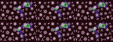 Raster illüstrasyonu. Chichi 'nin kumaş kalıbını çiz. Çiçek deseni. Düz Çiçek Elementleri Tasarımı. Renkli Bahar Teması çizim şablonu.