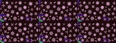 Yumuşak, yaz çiçekli arka plan. Çiçekli karalama şeklinde Raster çiçek deseni. Kahverengi renkte çiçekler.