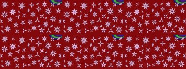 Çiçek arkaplan. Renkli çizim kalıbı. Raster illüstrasyonu. Kırmızı renkte şirin bir tekstil. Çiçek duvar kağıdı.