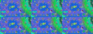 Küçük renkli çiçekler. Motley illüstrasyonu. Çiçekli bahar çiçekleri. Robot resim. Küçük çiçekte güzel bir desen. Moda baskıları için zarif bir şablon.