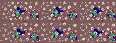 Raster Illustrasyon 'daki Çiçek Deseni' nin son moda çizimi. Kahverengi renkli çiçekler. Renkli Yaz Temalı eskiz kalıbı. Düz Çiçek Elementleri Tasarımı.