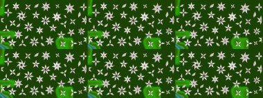 Nakış desenli çiçek deseni. Parmak izi, kumaş, duvar kâğıdı, tekstil için raster dokusu. Renkli grunge, yakut yeşil çiçeklerle soyut arkaplanı zenginleştirir.