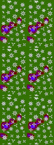 Raster illüstrasyonundaki çiçek desenli çizim. Yeşil ve nötr renkte çiçekler.