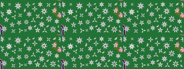 Raster deseni. - Yeşil çiçekler. Çiçek kompozisyonu. Küçük çiçekte güzel bir desen var. Çiçek kolajı. Doğa. Çiçek arka planı.