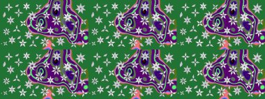 Parlak çiçekli kolaj çiçekleri yeşildir. Çiçekli zambakların eskiz geçmişi. Çiçek tasarımı için inanılmaz kolaj cennet tarzı..