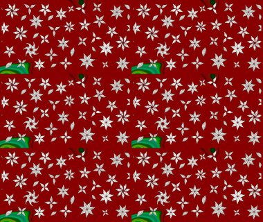 Motley illüstrasyonu. Küçük çiçekte güzel bir desen. Kırmızı çiçekli bahar çiçekleri. Küçük renkli çiçekler. Moda baskıları için zarif bir şablon.