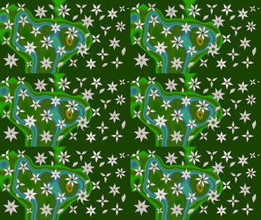 Küçük yeşil çiçeklerle oldukça eski bir besin torbası deseni. Tekstil, kumaş, kapaklar, duvar kağıtları, baskı, paket, koleksiyon defteri, örgü, dekupaj için çiçek arkaplanı..