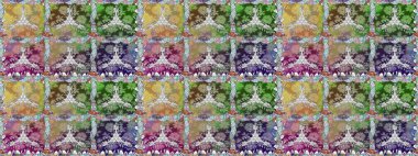 Raster illüstrasyonu. Şirin çiçekli kusursuz desen ve nötr renklerde yapraklar, suluboya çiçek deseni, duvar kağıdı, kart veya kumaş için fayanslı.