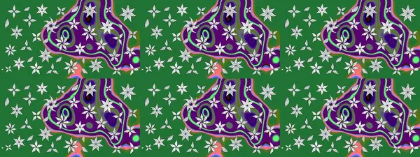 Parlak çiçekli kolaj çiçekleri yeşildir. Çiçekli zambakların eskiz geçmişi. Çiçek tasarımı için inanılmaz kolaj cennet tarzı..