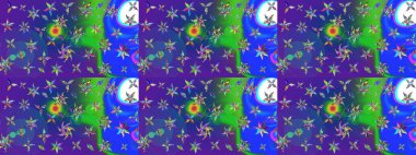 Raster illüstrasyonu. El çizimi. Çiçekli, yapraklı, çiçek desenli çizim..