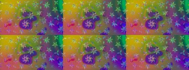 Çiçekli karalama şeklinde Raster çiçek deseni. Yeşil renkli çiçekler. Nazik, sevimli çiçek arkaplanı..