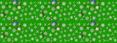 Raster deseni. - Yeşil çiçekler. Çiçek kompozisyonu. Çiçek arkaplan. Küçük çiçekte güzel bir desen var. Çiçek kolajı. Doğa.