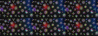 Çizgi çizimi kalıbı. Şirin çiçekler. Raster Moda kumaş deseni.