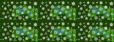 Renkli çizim kalıbı. Çiçek arkaplan. Çiçek duvar kâğıdı. Raster illüstrasyonu. Yeşil renklerde şirin tekstil.