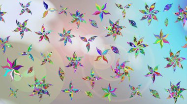 Renkli Bahar Teması eskiz kalıbı. Düz Çiçek Elementleri Tasarım Raster illüstrasyonu. Gri renkli çiçekler. Çiçek eskiz kalıbı geçmişi.