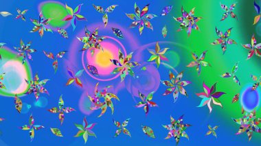 Mavi renkte etnik çiçeklerle süslenmiş zarif bir eskiz. Asya Tekstil 'inde Raster Çiçek İllüstrasyonu.