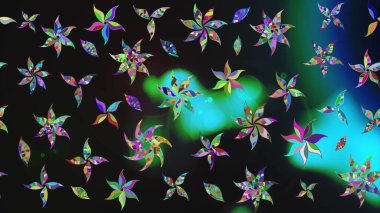 Gri renkli çiçekler. Raster illüstrasyonunda çiçek deseni çizimi.