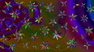 Raster illüstrasyonu. Kahverengi renkli Asya tekstili. Çiçek desenini çiz.