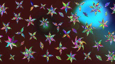 Raster illüstrasyonu. Kahverengi renkte yaz çiçekleri. Raster deseni. Küçük çiçekte sevimli çiçek deseni var..