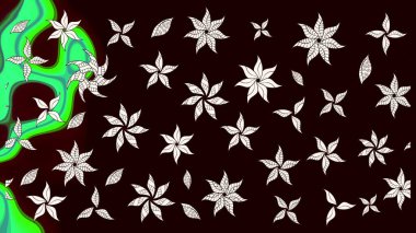 Siyah renkli çiçekler. Çizim çiçek deseni duvar kâğıdı olarak kullanılabilir. Raster illüstrasyonu.