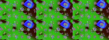 Kış kar taneleri, raster arka plan. Yüzey için tekrarlanan doku, ambalaj kağıdı, yeşil ve kahverengi renkte kar tanesi.