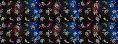 Raster illüstrasyonu. Soyut mandala ya da tuhaf kar tanesi çizgisi sanat tasarımı. Renkli arka planda izole tatlı kar taneleri.