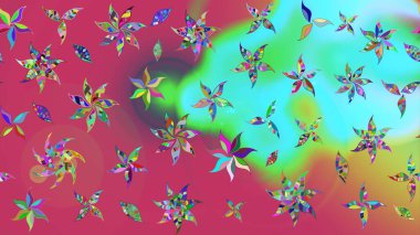 Pembe renkli etnik çiçeklerle süslenmiş zarif bir eskiz. Raster Çiçek İllüstrasyon Şirin Tekstil.