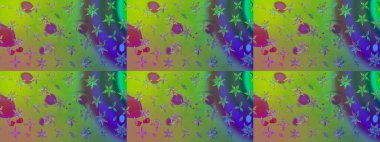 Eskiz stili yeşil renkler. Raster illüstrasyonu. Şirin karalamalı çiçek desenli çizim. El yapımı çiçek ve bitki koleksiyonu. Raster illüstrasyonu.