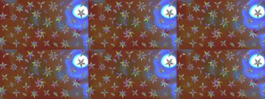 Kahverengi renkli Asya tekstili. Raster illüstrasyonu. Çiçek desenini çiz.