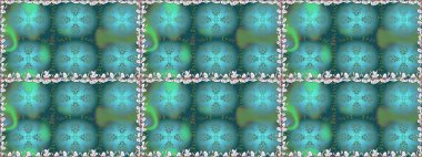 Mavi renklerde. Mavi renkli mavi papatya deseni. Raster illüstrasyonu.