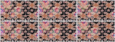 Raster illüstrasyonu. Gri renklerde. Çiçek buketleriyle klasik tarzda kusursuz desen.