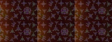 Raster illüstrasyonu. Güzel kumaş deseni. Düz Çiçek Elementleri Tasarımı. Çiçek desenli çizim. Asya tekstil tarzında. Renkli Bahar Teması çizim şablonu.