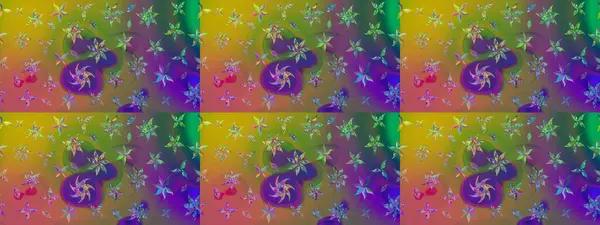 Çiçekli karalama şeklinde Raster çiçek deseni. Yeşil renkli çiçekler. Nazik, sevimli çiçek arkaplanı..