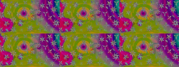 Düz Çiçek Elementleri Tasarımı. Renkli Bahar Teması eskiz kalıbı. Yeşil renkli çiçekler. Raster illüstrasyonunda çiçek deseni çizimi.