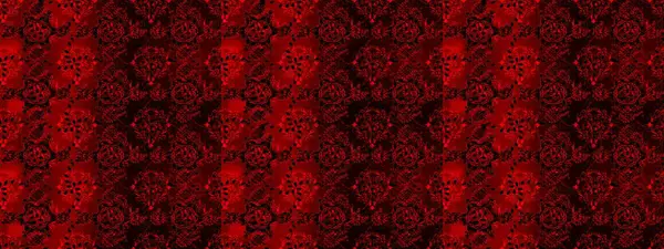 Retro tekstil tasarım koleksiyonu. 1950-1960 motifleri. El çizimi çiçek unsurları olan soyut, dikişsiz raster deseni. Çiçekli ipek eşarp. Kırmızı, siyah ve kahverengi kırmızı, siyah ve kahverengi.