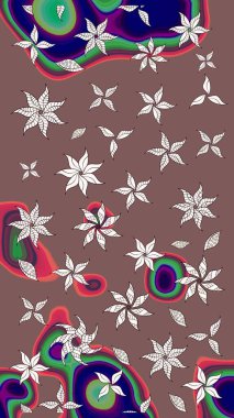 Kabile sanatı boho baskısı, klasik çiçek arkaplanı. Arkaplan dokusu, duvar kağıdı, kahverengi renkli çiçek teması. Soyut etnik raster çizim kalıbı.