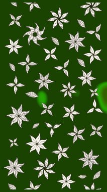 Vadinin yeşil renkli çiçekleri. Çiçeksel çizim kalıbının çizimi.