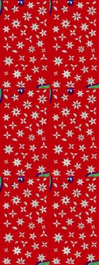 Vadinin çiçekleri kırmızı renklerde. Soyut etnik raster çizim kalıbı. Çiçekler..